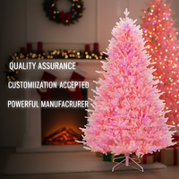 Direktverkauf ab Werk Meistverkaufter Umweltfreundlicher Klassischer Rosa Künstlicher Weihnachtsbaum aus PE-Material mit LED-Beleuchtung