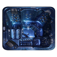 Baignoire Spa Extérieure Carrée de Luxe Moderne en Acrylique Marron de Haute Qualité avec Massage et Lumières LED pour 4 Personnes, Bain à Bulles