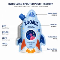 Bolsa de Plástico con Boquilla Impresa Personalizada, Reutilizable, de Forma Especial, para Envasado de Líquidos, Bebidas, Jugos, Yogur