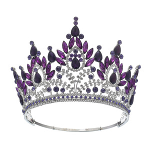Corona de Cristal Grande en Forma de Lágrima, Tiara de Pedrería Multicolor, Accesorio para Novia, Boda o Fiesta - Product Image 1