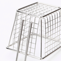 Mini panier carré chromé pour frites, présentoir alimentaire en filet avec poignée pour service de table, filtration des résidus d'huile