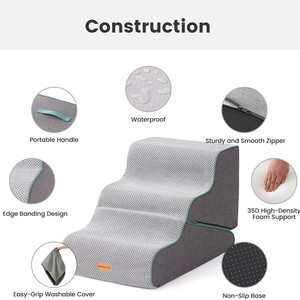 중형견(테디 비숑)용 압축폼 양면 애완동물 계단 - 등반용 소파 침대 분리 및 세탁 가능 통기성 - Product Image 3