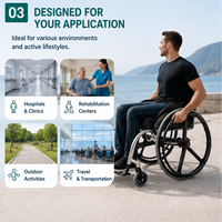 Fauteuil roulant manuel pliable pour le sport avec cadre en alliage d'aluminium, roues de 24 pouces pour personnes âgées, handicapées, mobilité et indépendance