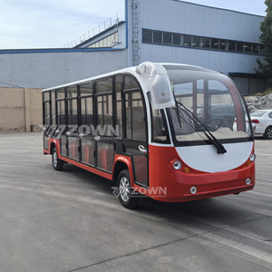 Voiture électrique de tourisme entièrement fermée rouge et blanche pour le transport dans les attractions touristiques de lacs et de jardins - Product Image 2