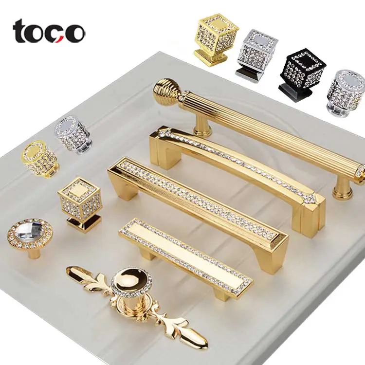 Toco Golden Luxus europäischen Diamant Schubladen schrank Kristall Küchen schrank Griff, Möbel griffe & Knöpfe