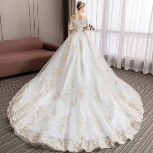 White Wedding Dress Ball Gown Sweetheart Neckline Empire Waist Vintage Style With Straps And Trail Tail 2026 Bridal Gown - Product Image 4