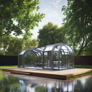 Intrekbare Aluminium Luifel Buiten Tuin Waterdicht Zomerhuis Kleine Prefab Huis Gehard Glas Lamellen Pergola Kit - Product Image 4