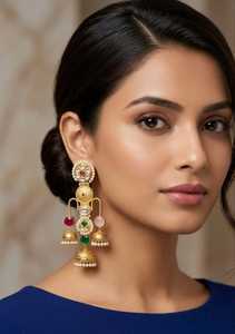 Gold Plated <b>Chandelier</b> Earrings Women's Bohemia Style Tassel <b>Crystal</b> Rhinestone Imitation Pearl Alloy Wedding Jewelry - Product Image 4