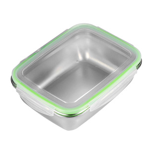 Stainless Steel Food Storage Box Rectangular Clip On Lid Kitchen <b>Refrigerator</b> <b>Container</b> Travel Use - Product Image 5