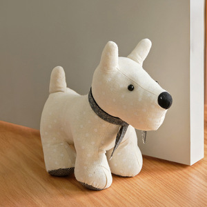 Butée de porte décorative en tissu, motif chien de dessin animé, forme pouf, poupée mignonne, anti-vent, anti-collision, fixation au sol, usage domestique quotidien - Product Image 2