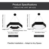 Luminaire suspendu hexagonal industriel en métal, luminaire de plafond géométrique LED pour salle de sport, supermarché, hall d'hôtel, taille personnalisée OEM