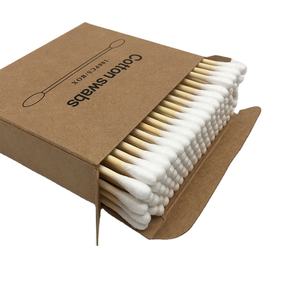 Prezzo a buon mercato eco-friendly bastoncini di cotone di bambù bastone di legno 100pcs dell'orecchio della sfera di pulizia - Product Image 1