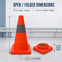 Cône de signalisation pliable portable avec base en PP et tissu Oxford pour la sécurité en extérieur