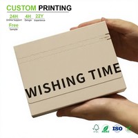 Boîte personnalisée à double fermeture éclair en carton beige pour cadeaux, avec illustration 'Wishing Time', pour l'approvisionnement en gros de marques premium