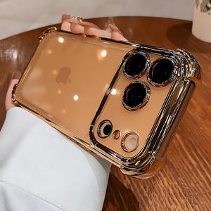 Funda de teléfono suave transparente a prueba de golpes chapado de lujo para <span class=keywords><strong>iPhone</strong></span> 17 Air 17 Pro 16 15 <span class=keywords><strong>14</strong></span> <span class=keywords><strong>13</strong></span> 12 11 17Pro Max Plus funda de parachoques anticaída - Product Image 6