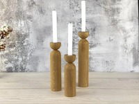 Grand Porte-Bougie Pilier en Bois Classique Écologique Rustique Décoration de Noël Cadeau de Pendaison de Crémaillère Chaleureux
