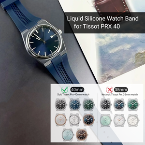 Montre en Silicone Bnad 12mm * 27mm pour TISSOT <span class=keywords><strong>PRX</strong></span> 40mm Respirant Doux Confortable Étanche Sport Remplacement Bracelet de Montre - Product Image 1