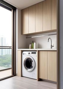 Gabinete de lavabo de madera montado en la pared de diseño moderno personalizado Gabinete de lavandería de madera maciza con nuevos diseños - Product Image 6