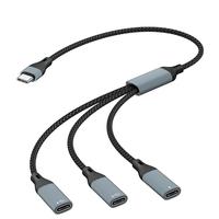 Nouveau câble OTG 3-en-1 en nylon durable 60W PD à charge rapide pour ordinateur portable, téléphone portable, tablette, PC – Connecte clavier, souris, disque dur, imprimante