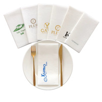Serviette de table jetable en tissu non tissé biodégradable, effet lin, avec logo personnalisé, pour hôtel