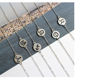 Bracciale XunHang in Argento Sterling S925 Stile Coreano con Design Zodiacale e Gemme Artificiali Incastonate, Unisex - Product Image 1
