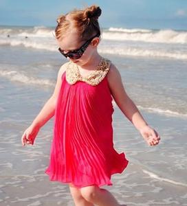 Wholesale Children Sleeveless Colorful Beach Wedding Flower Girl Dress - Product Image 1
