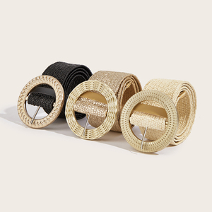 <span class=keywords><strong>Ceinture</strong></span> large en paille <span class=keywords><strong>dorée</strong></span> pour femme, style bohème décontracté, <span class=keywords><strong>tressée</strong></span>, avec boucle élastique, pour l'été - Product Image 1