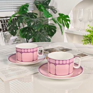 European Luxury Modern Minimalist Pink Bone China Eco-friendly Business Gifts Afternoon Tea Coffee <b>Cup</b> <b>Set</b> - Product Image 2