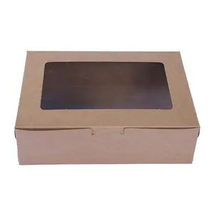 Caja de embalaje de alimentos sostenible para el desayuno Sorpresa Caja Bento de papel Kraft marrón con ventana - Product Image 1