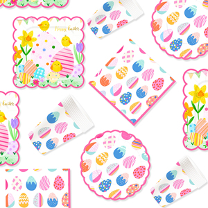 DAMAI <b>Easter</b> Supplies Colour Party Decoration for <b>Easter</b> Egg Party Tableware Set Disposable Scalloped Paper Plates - Product Image 2