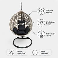 Fauteuil suspendu en rotin PE pour extérieur, structure métallique, pour balcon, patio, jardin, chaise hamac suspendue, chaise de détente, chaise panier
