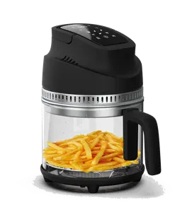 360 Friteuse à air en verre borosilicaté visible 2.5L Cuisinière chauffante halogène Noir/Toute couleur, Friteuse à air 3 en 1 et déshydrater