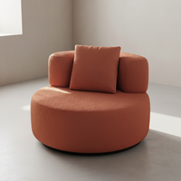 Sofá Comprimido Moderno, Sillón Reclinable Individual Redondo con Respaldo Arqueado y Reposabrazos Grandes para Sala de Estar, Dormitorio o Salón