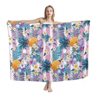 Ropa Tribal Polinesia estampado de piña azul personalizado Lavalava Sarong Wrap mujeres playa traje de baño cubrir Pareo para vacaciones