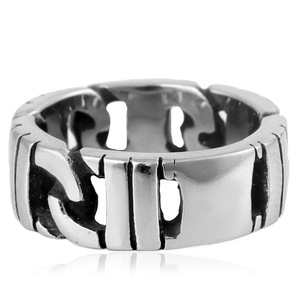 yunnique Men's <b>Titanium</b> Steel <b>Ring</b> Geometric Design Silver Color Fashion Jewelry Gift Occasion - Product Image 4