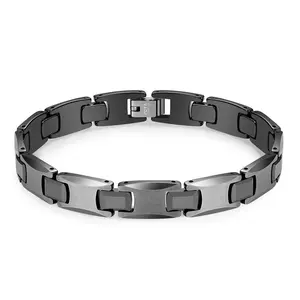 Poya – Bracelet réglable brillant en tungstène pur noir pour femmes et hommes