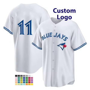 Maillot de baseball des Blue <span class=keywords><strong>Jays</strong></span> du Canada, personnalisé, brodé, 27 Guerrero Jr, 4 Springer, 11 Bichette, respirant, manches courtes - Product Image 3