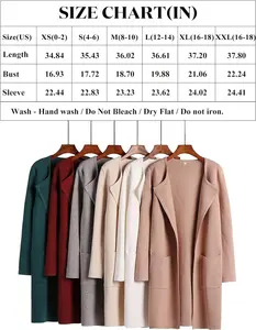Mantel wol wanita, mantel wol tebal ukuran besar lengan panjang kerah kasual warna Solid