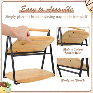 Bằng Gỗ Món Tráng Miệng Đứng Tổ Chức Hai Tầng Bánh Tấm Hiển Thị Máy Chủ Món Tráng Miệng Khay Cho Buổi Chiều Trà Nhà Bếp Bàn Hiển Thị - Product Image 2