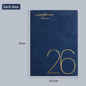 Agenda hebdomadaire et mensuel 2026 en similicuir, couverture rigide, design doré, reliure cousue, organisateur – Meilleures ventes - Product Image 6