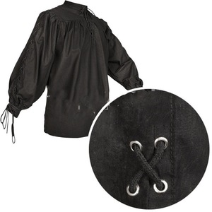 Camisas Steampunk para <span class=keywords><strong>Hombre</strong></span>, Camisa Gótica Medieval Renacentista de Manga Larga, Blusa Victoriana Negra y Blanca de Manga Larga, Estilo <span class=keywords><strong>Pirata</strong></span> - Product Image 4