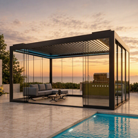 Pergola bioclimatique en aluminium motorisée avec lames orientables, imperméable, résistante à la neige, écologique, pour espaces de vie extérieurs