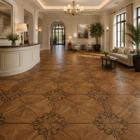 Parquet en bois de noyer incrusté style Versailles, brun chaud, revêtement de sol décoratif pour villas et halls d'hôtels
