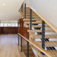 Système de garde-corps en câble en acier inoxydable à montage latéral pour escaliers flottants de villas de luxe