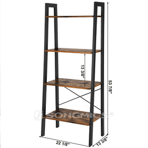 VASAGLE style européen en bois de fer industriel <span class=keywords><strong>bibliothèque</strong></span> avec <span class=keywords><strong>échelle</strong></span>, vintage <span class=keywords><strong>Échelle</strong></span> à 4 Niveaux Étagère - Product Image 2