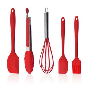 Durable 5-Piece Silicone Kitchen Baking Set Heat Resistant Bakeware Utensils Including Spatula Shovel Scraper Oil Cooking Food