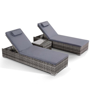Chaise longue d'extérieur moderne et minimaliste sans accoudoirs en aluminium pour balcon, cour, piscine, plage, avec table basse - Product Image 5