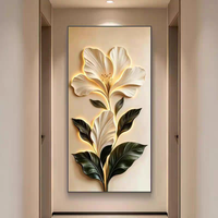 Décoration murale moderne pour la maison, art floral de luxe haut de gamme, feuille de Ginkgo, entrée, peinture décorative en porcelaine de cristal haut de gamme