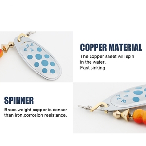 Señuelo de pesca con forma de cuchara giratoria, anzuelo metálico de cobre, anzuelo de pesca triple, de acero inoxidable, anzuelo de hundimiento rápido, color gris humo - Product Image 4