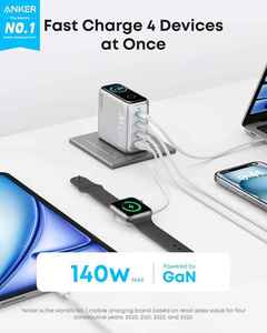 อะแดปเตอร์ชาร์จเร็ว Anker 140W USB-C สำหรับแล็ปท็อป ชาร์จอุปกรณ์ได้หลายเครื่อง 4 พอร์ต ใช้เทคโนโลยี GaN รุ่น B2697 กำลังไฟ 140W - Product Image 5